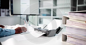 African American Man In Modern Office Using OCR