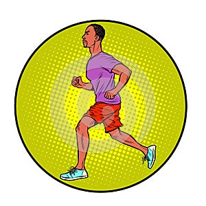 African American man running, sports jog photo