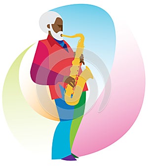 African-American man is a saxophonist
