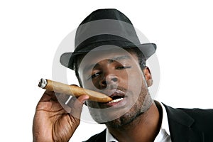 African american man smoking cigar portrait