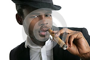 African american man smoking cigar portrait