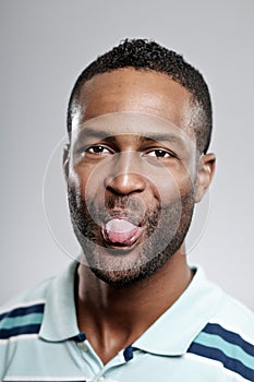 African American Man Sticking Out His Tongue