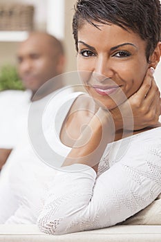 African American Man Woman Couple At Home