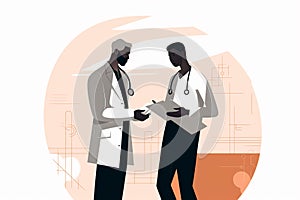 african american medics talking, black doctors consulting at a hospital, illustration, generative AI