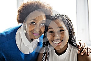 African American mother and daughter close portrait