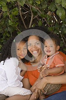 African American mother and her children.