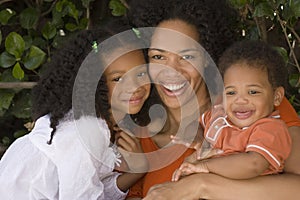 African American mother and her children.