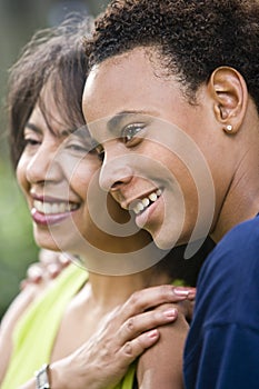 African American mother and teenage son