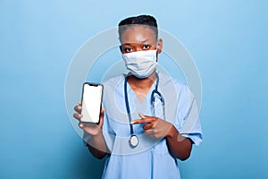 African american physician nurse wearing protective face mask