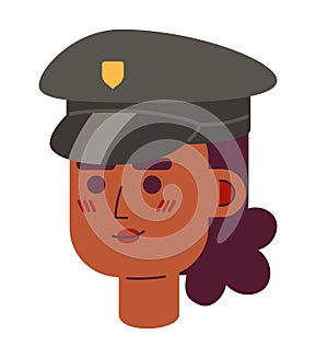 African american police officer woman 2D vector avatar illustration