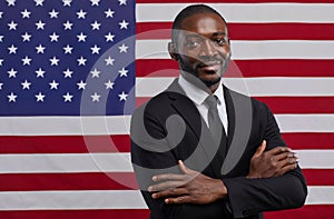 African-American Politician against American Flag