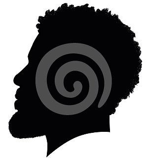 African American profile picture, Man from the side with afroharren. Black Men African American with Dreadlocks hairstyle, afro ha