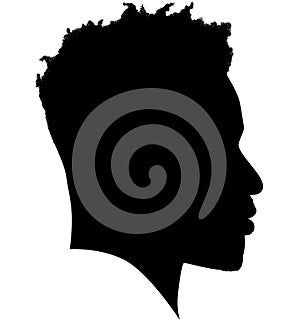 African American profile picture, Man from the side with afroharren. Black Men African American with Dreadlocks hairstyle, afro ha