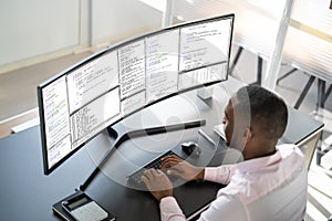 African American Programmer Man Coding