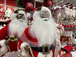 African American Santa Claus Christmas decorations for sale at a department store