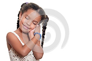 African american small girl with a cute innocent look isolated o photo