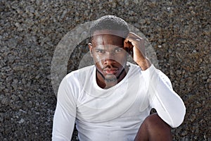 African american sports man with intense stare photo