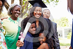 African American Student Celebrates Graduation