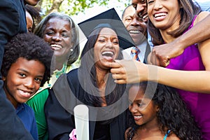 African American Student Celebrates Graduation