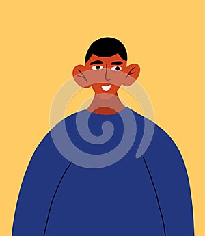 African american teen in long sleeve. Profile portrait of male cartoon character. The concept of tolerance for BLM.