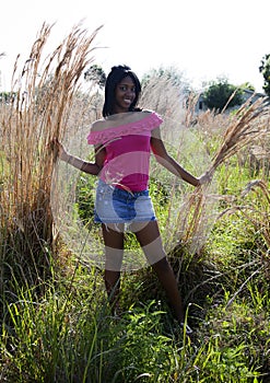 African American teen in nature