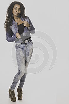 African american teen posing in denim