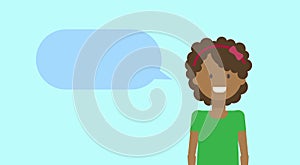 African American Teenage Girl Happy Smiling With Chat Bubble Young Woman Diverse