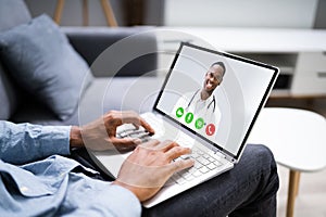 African American Video Conferencing With Doctor