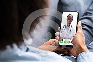 African American Video Conferencing With Doctor