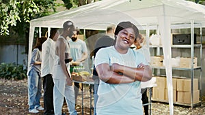 African American Volunteer at Food Drive