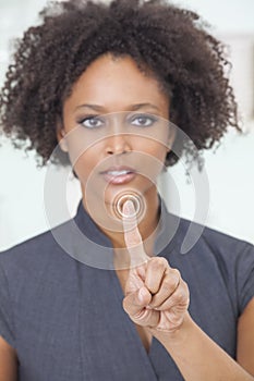 African American Woman Business Touchscreen Button photo