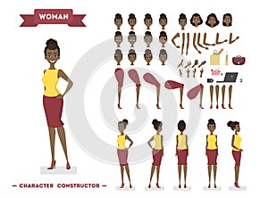 African american woman character set for animation
