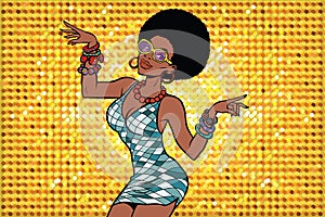 African American woman disco dancer photo