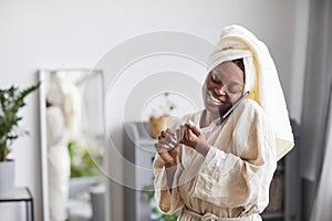 African American Woman Enjoying Beauty Day at Home