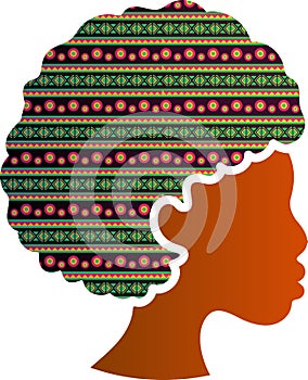 African American Woman Face Silhouette Profile Icon Isolated