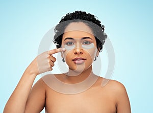 african american woman with hydrogel eye patches