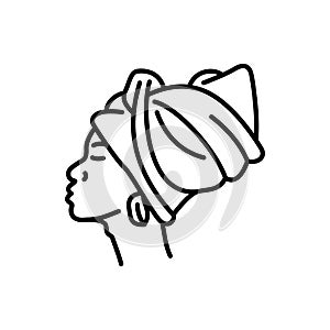 African american woman icon - editable stroke