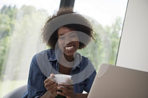 African American woman in the living room