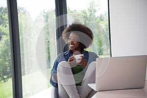 African American woman in the living room