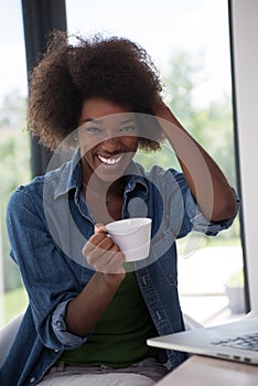 African American woman in the living room