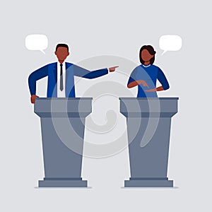 An African-American woman and man taking part in debates. photo