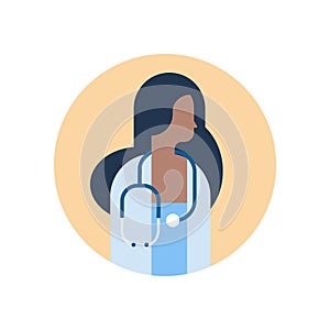 African american woman medical doctor stethoscope profile icon female avatar portrait healthcare concept flat