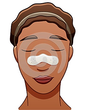 African American woman with nose pore strip