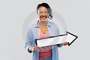 African american woman with rightwards arrow