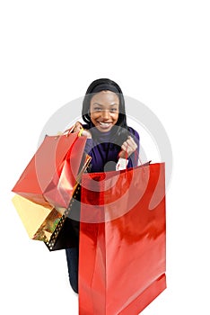 African american woman with shopping bags