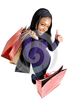 African american woman with shopping bags