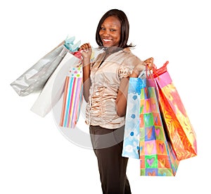 African American Woman on a Shopping Spree