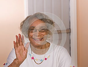 African American Woman Waving