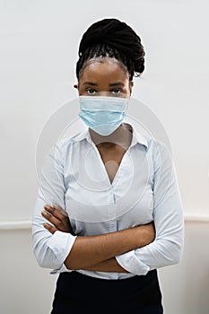 African American Woman Wearing Face Mask