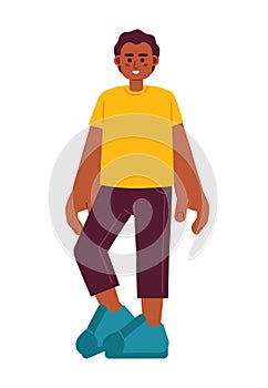 African american youngster standing semi flat color vector character